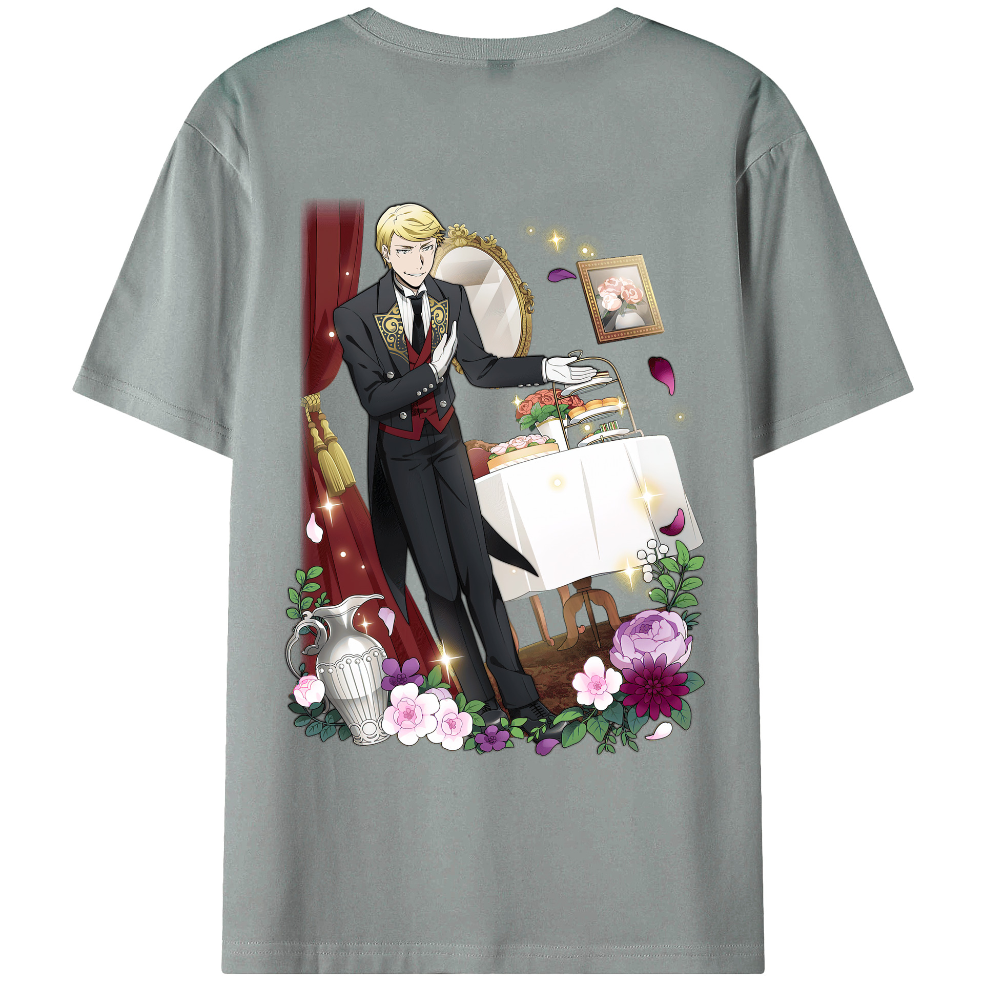 （画像用） 文豪ストレイドッグス Bungo Stray Dogs 綿100％ メンズ半袖Tシャツ（バックプリント） 通気性